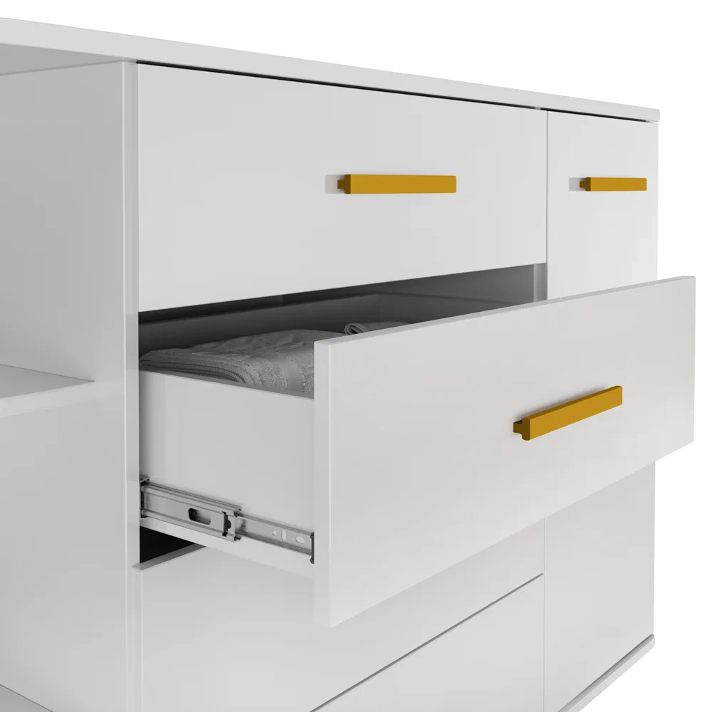 Cômoda com Cantoneira Laura e Armário Multiuso Bell Z39 Branco - Mpozenato