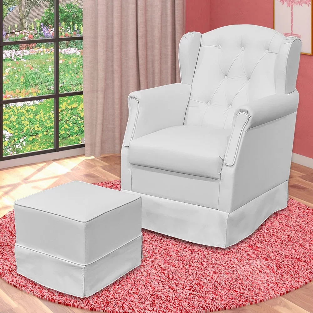 Poltrona de Amamentação Balanço Puff Alice e Cômoda Laura Z39 Branco - Mpozenato