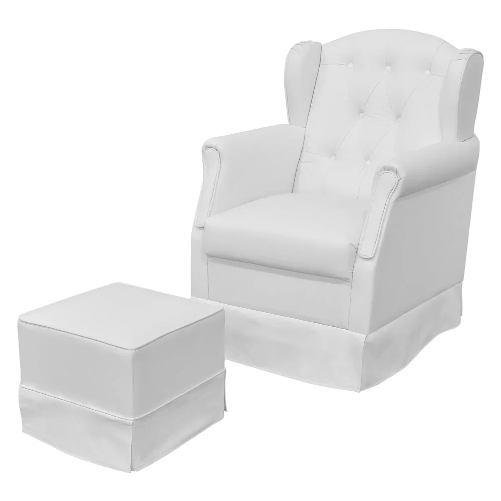 Poltrona de Amamentação Balanço Puff Alice e Cômoda Laura Z39 Branco - Mpozenato