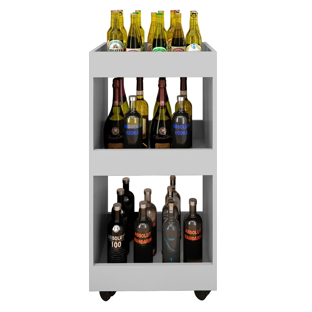 Kit 2 Adegas Bar Multiuso Seul com Rodízios L03 Branco - Mpozenato