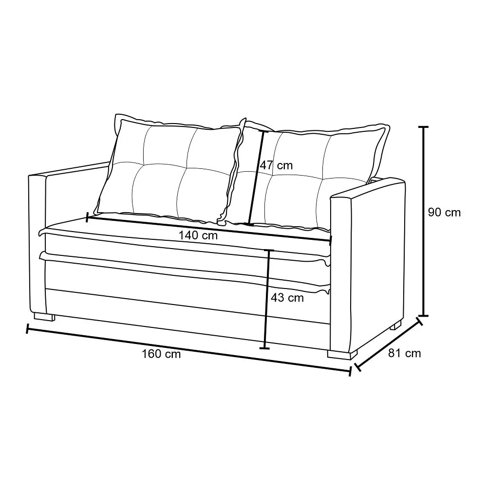 Sofá Cama Casal Articulável 2 Lugares Londres Suede Cinza Escuro - D'Monegatto