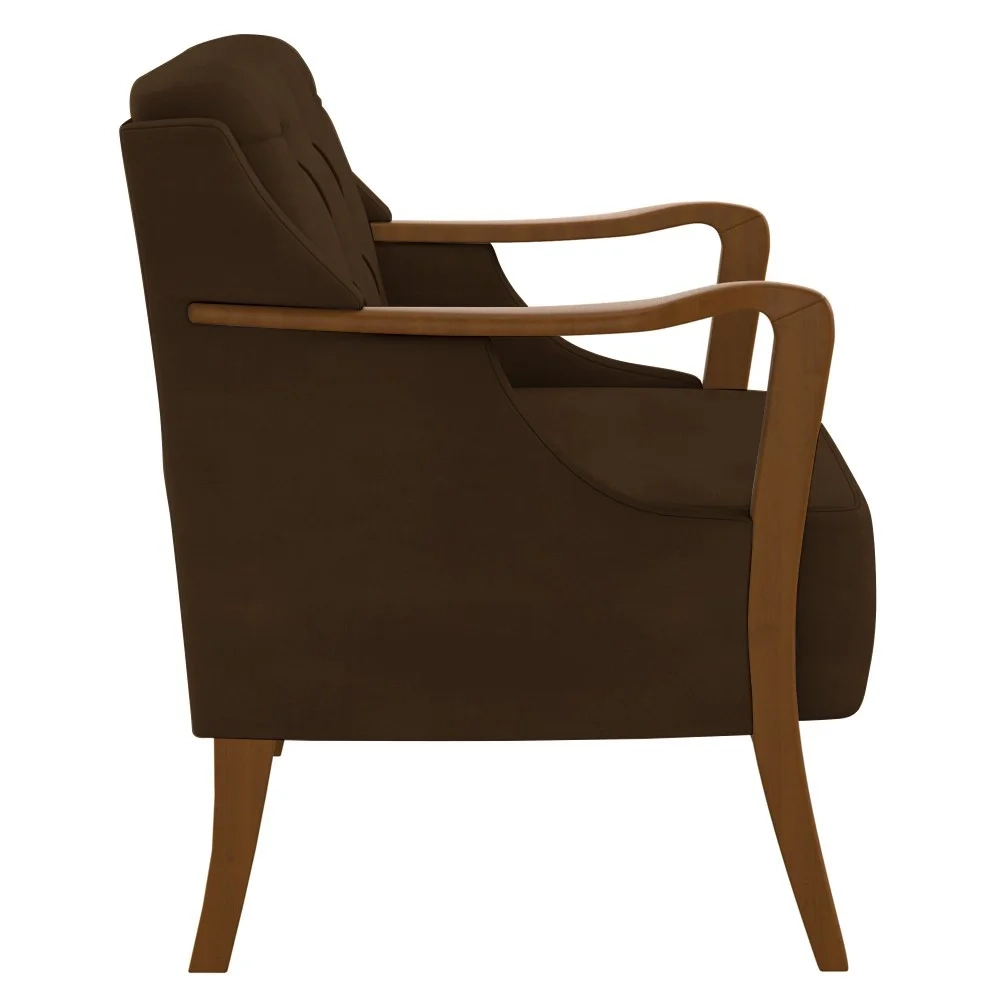 Kit 2 Poltronas Decorativas para Sala de Estar Capitonê Lapa Z32 Veludo Marrom - Mpozenato