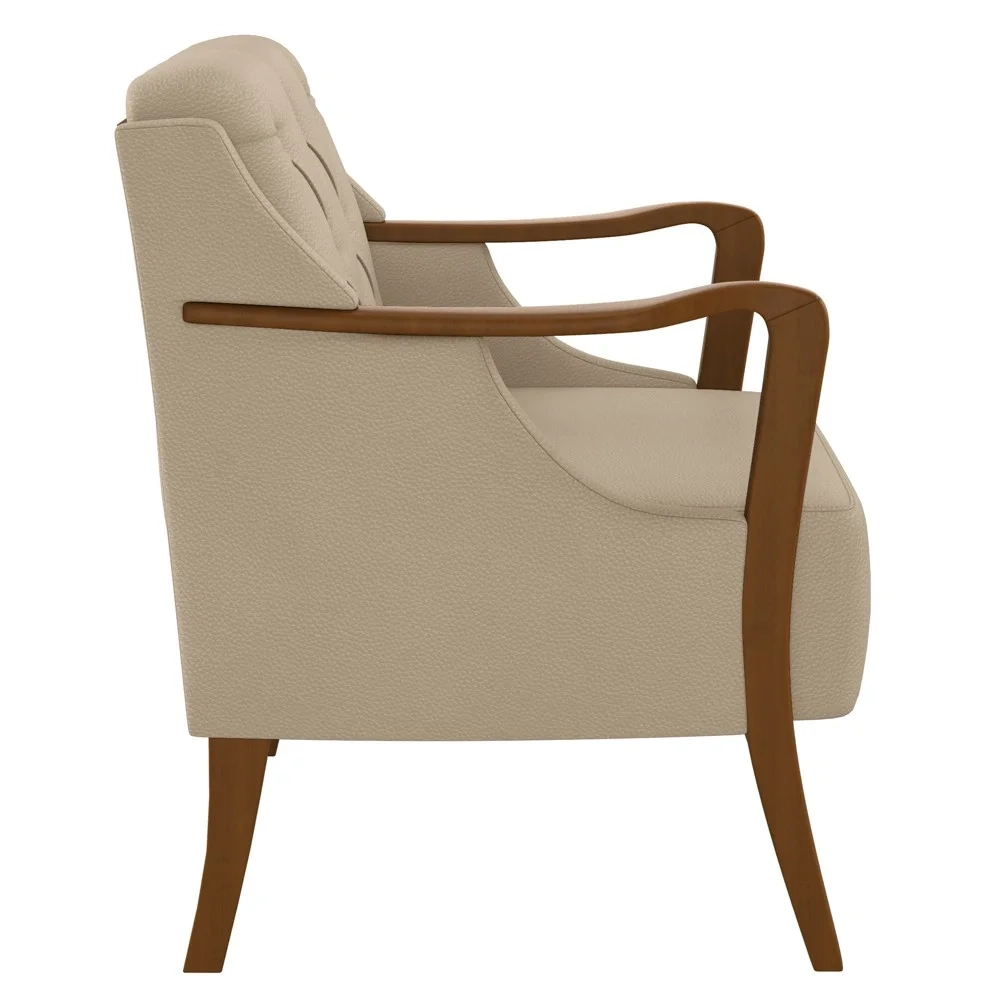 Kit 2 Poltronas Decorativas para Sala de Estar Capitonê Lapa Z32 PU Bege - Mpozenato