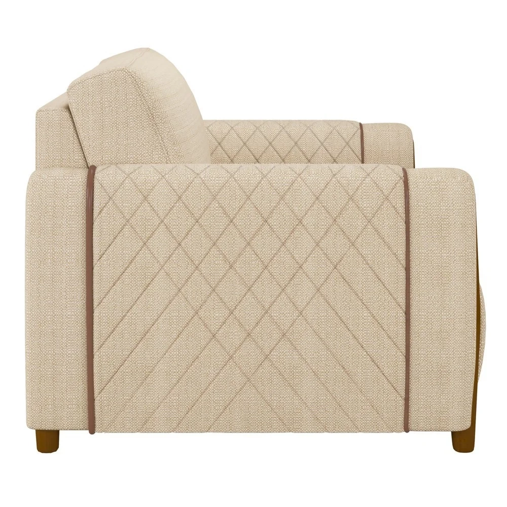 Kit 2 Poltronas Decorativas para Sala de Estar 98cm Amaranto Z32 Linho Champanhe - Mpozenato