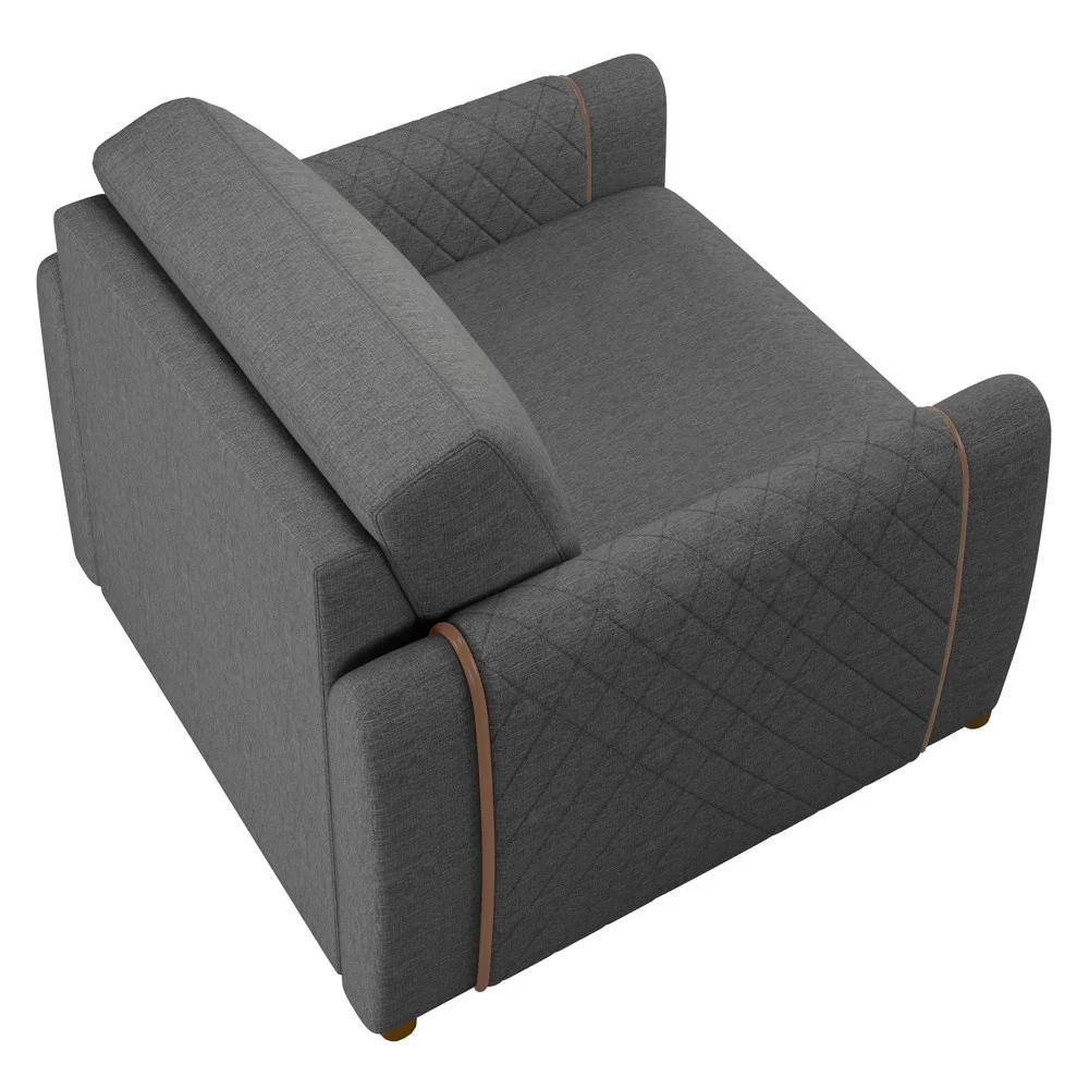 Kit 2 Poltronas Decorativas para Sala de Estar 98cm Amaranto Z32 Linho Cinza Escuro - Mpozenato