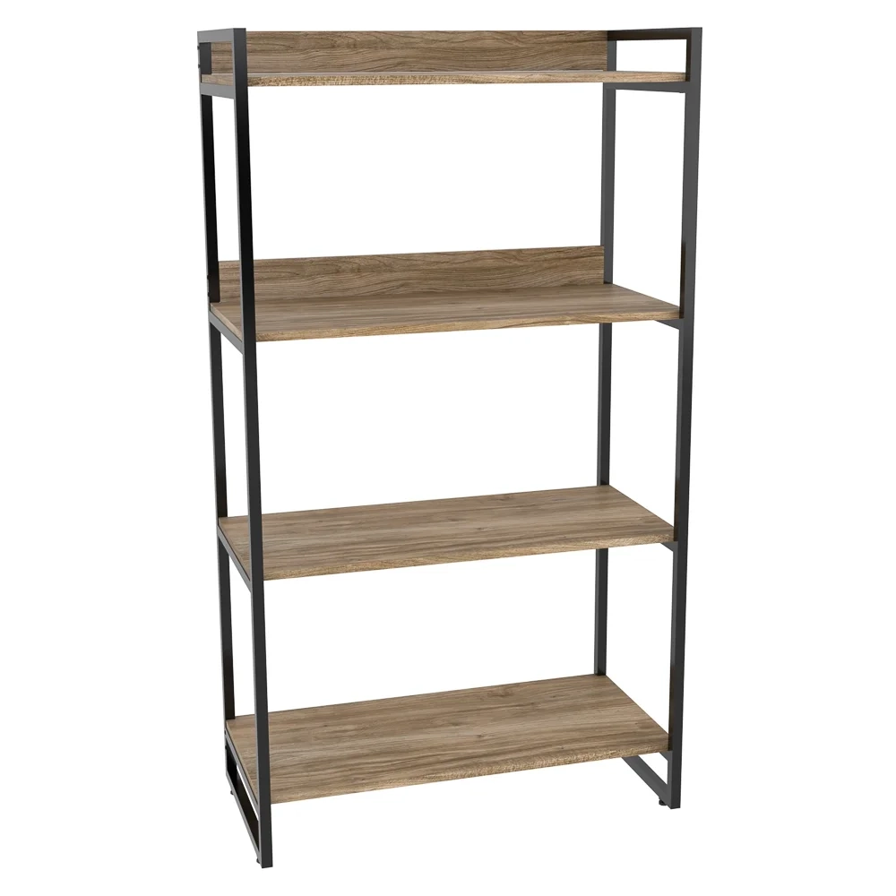 Estante Livreiro Prisma Estilo Industrial 80cm 4 Prateleiras C08 Carvalho - Mpozenato