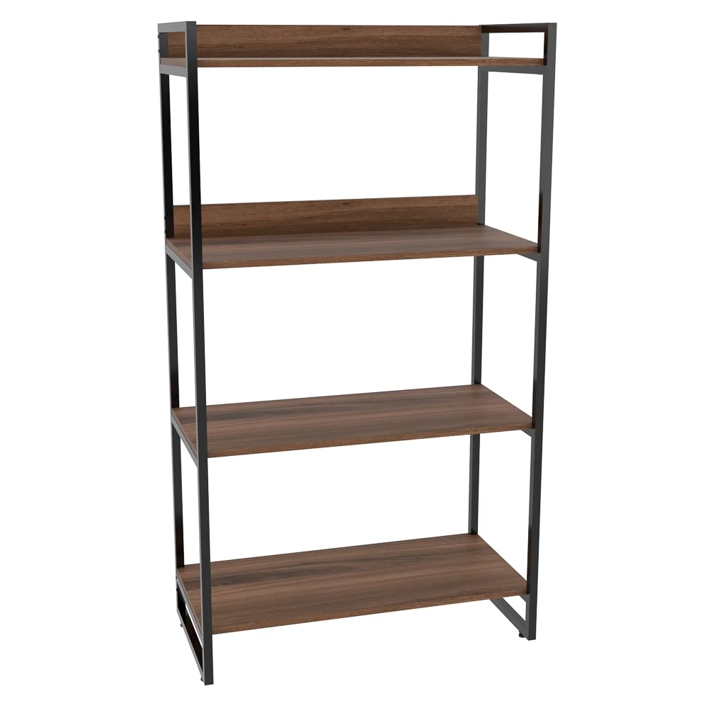 Estante Livreiro Prisma Estilo Industrial 80cm 4 Prateleiras C08 Nogal - Mpozenato