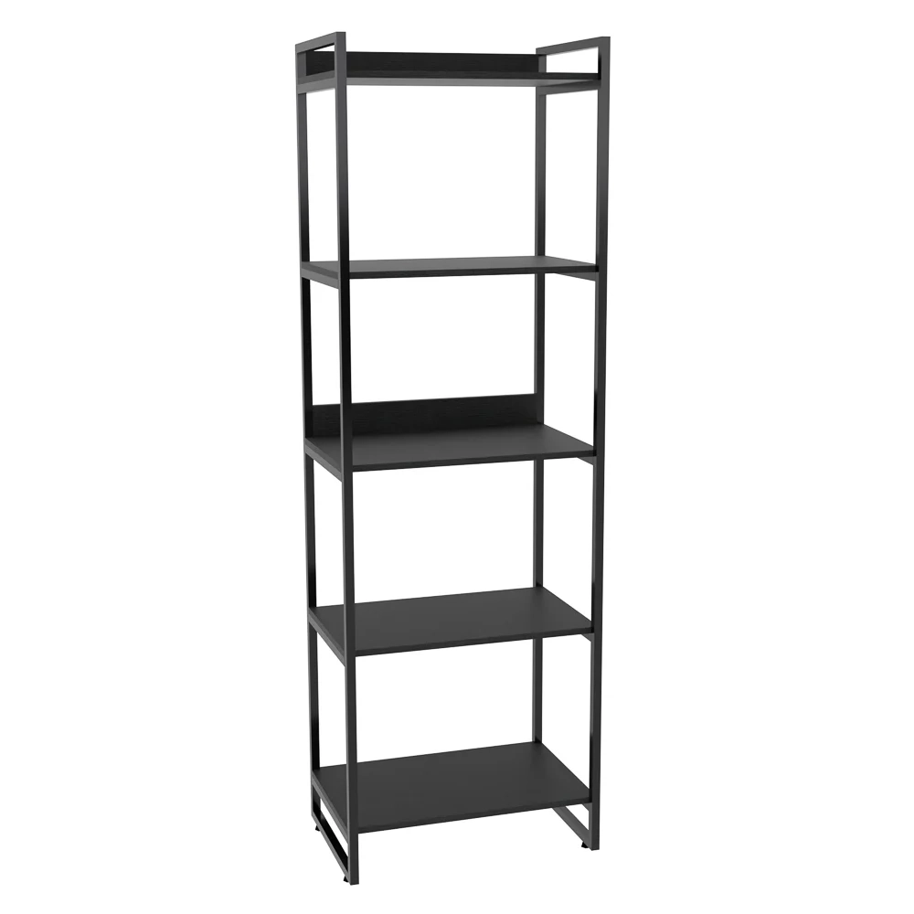 Estante Livreiro Prisma Estilo Industrial 60cm 5 Prateleiras C08 Preto Onix - Mpozenato