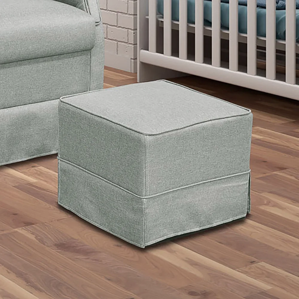 Poltrona de Amamentação Balanço e Puff Lívia Linho Cinza Z39 Escuro  - Mpozenato