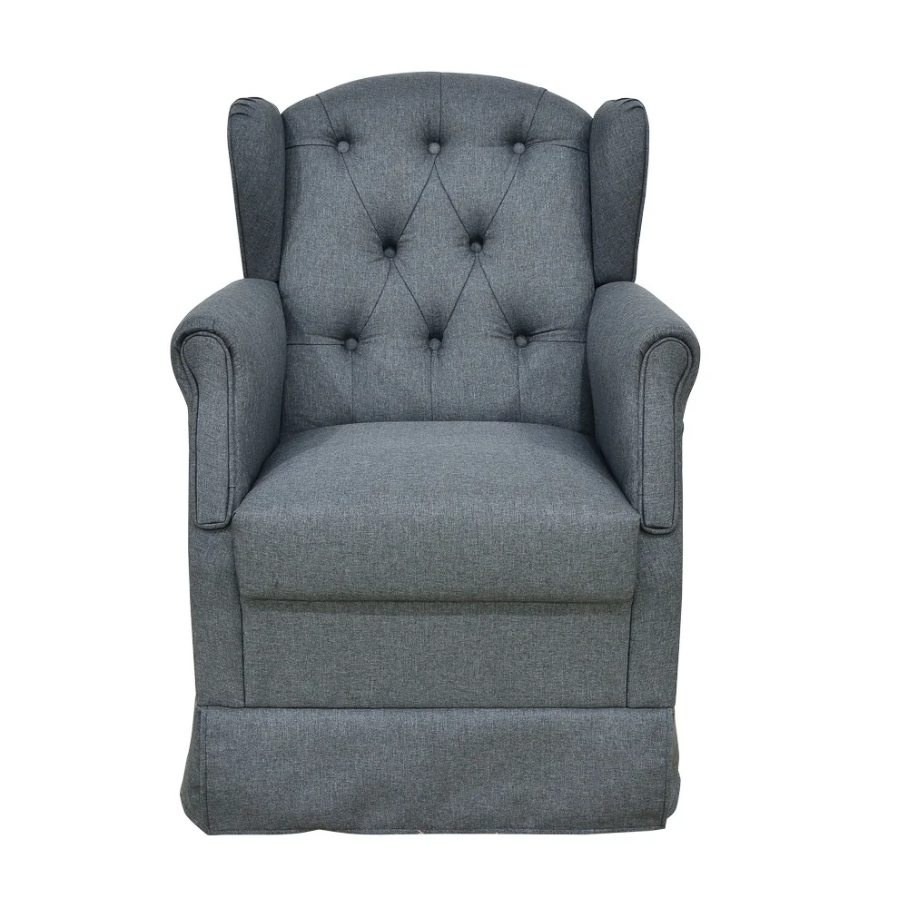 Poltrona de Amamentação Balanço e Puff Lívia Linho Chumbo - Phoenix