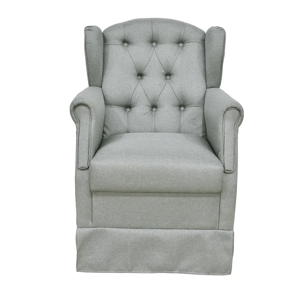 Poltrona de Amamentação Balanço e Puff Lívia Linho Cinza Escuro  - Phoenix