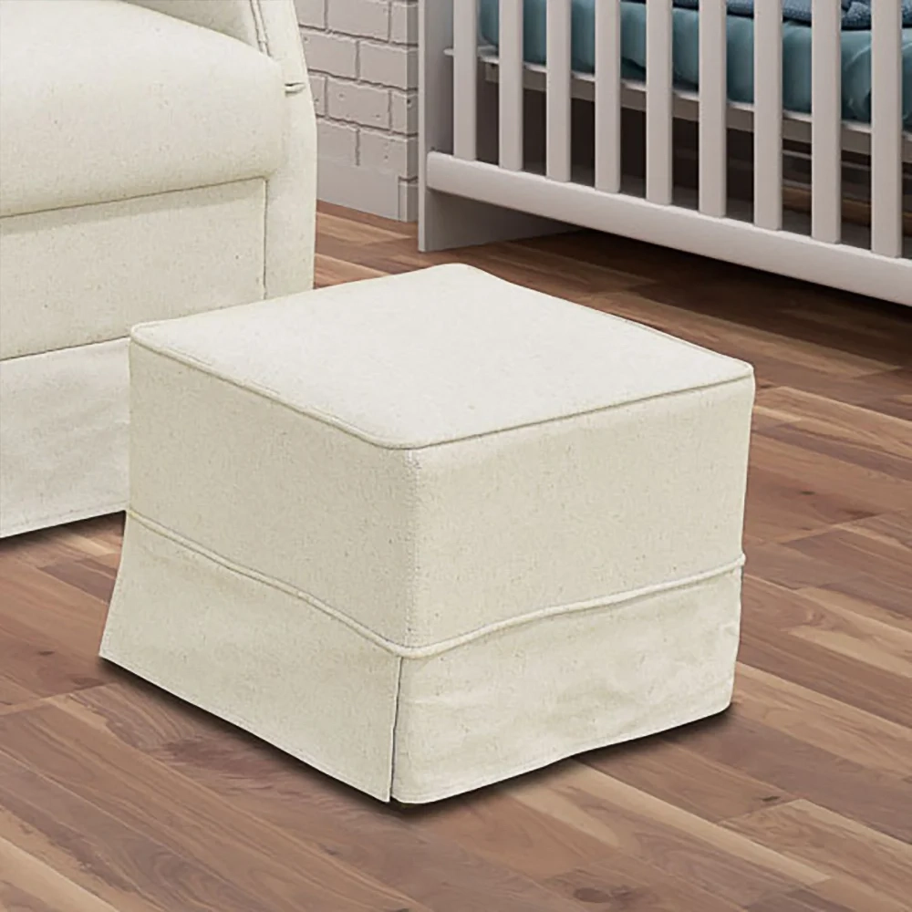 Poltrona de Amamentação Balanço e Puff Lívia Linho Z39 Bege - Mpozenato