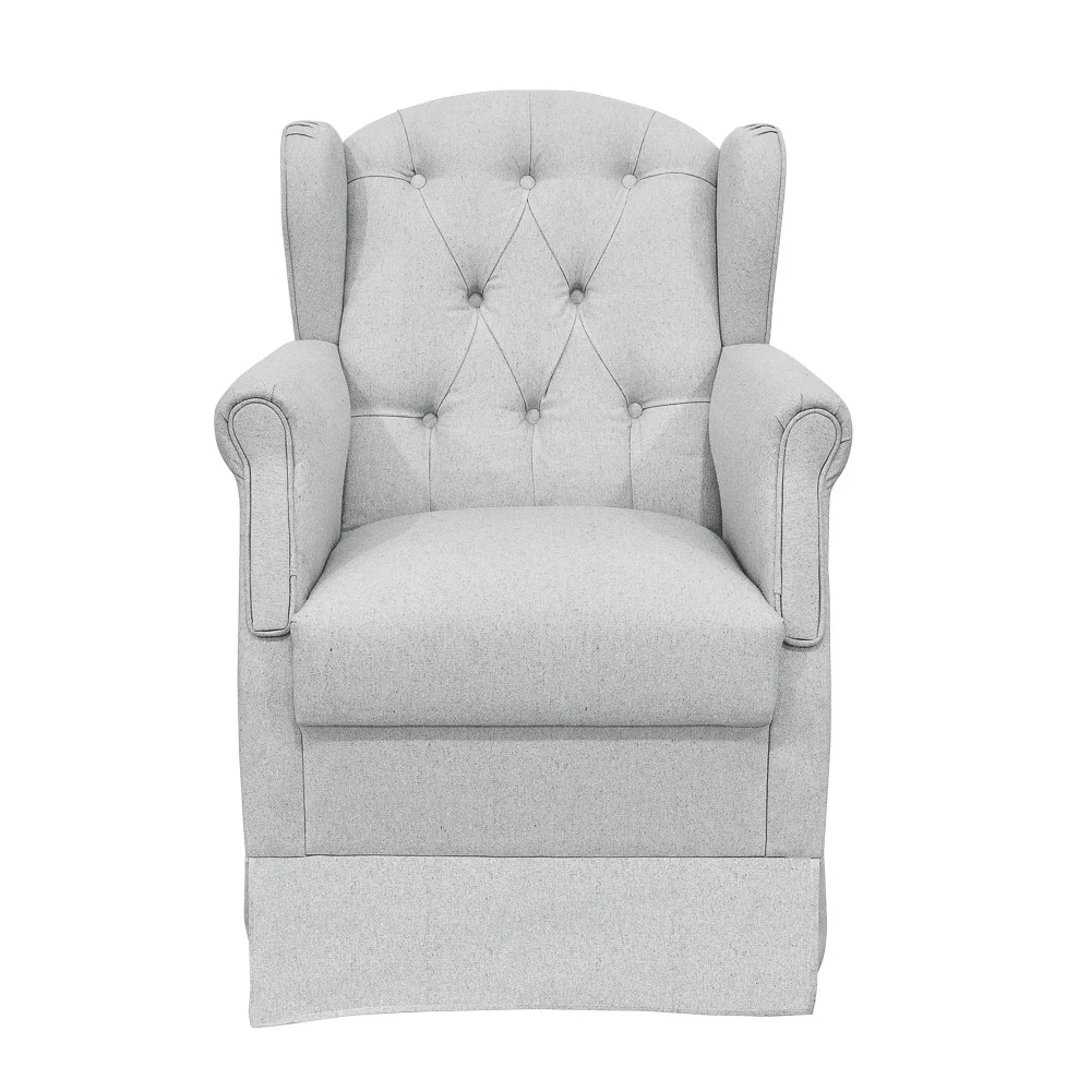 Poltrona de Amamentação Balanço e Puff Lívia Linho Cinza - Phoenix