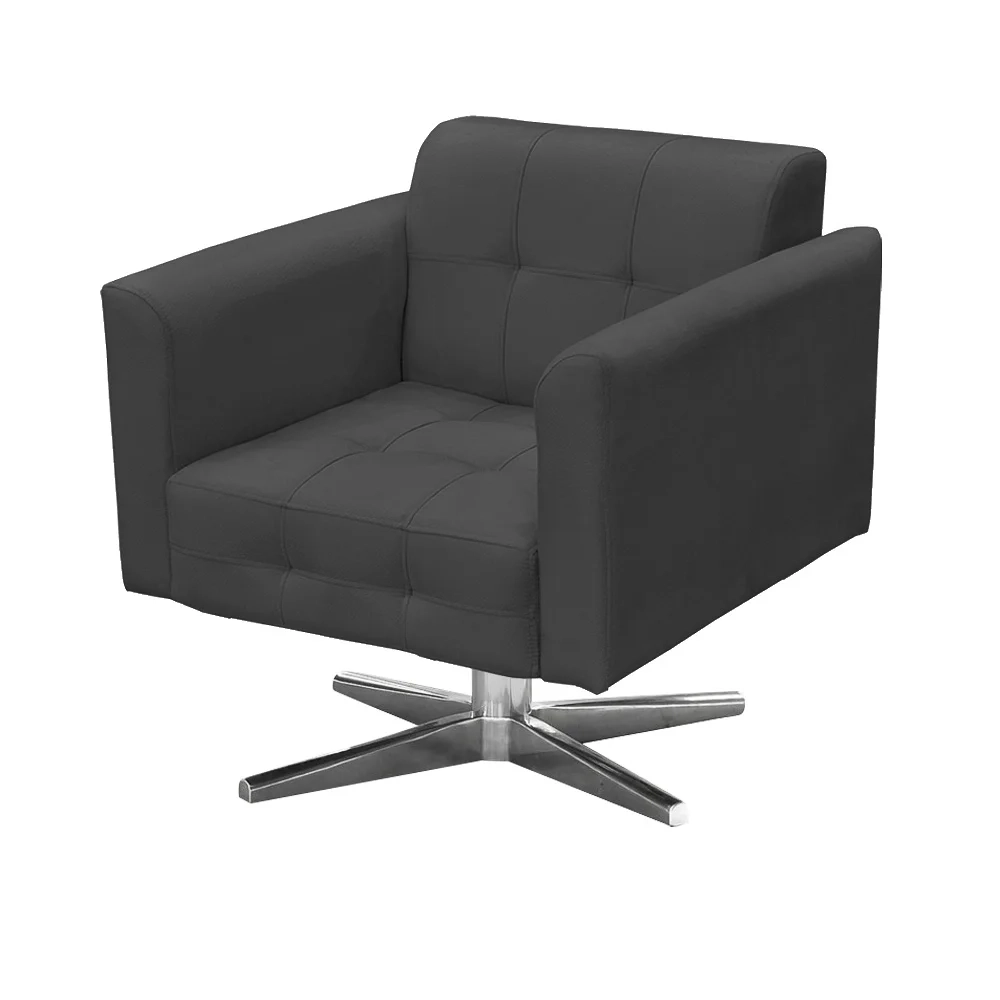 Kit 2 Poltronas Decorativas Base Cromada Giratória Ana Suede Grafite - Ibiza