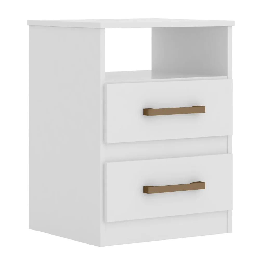 Kit 2 Mesas de Cabeceira 2 Gavetas Apolo Branco/Rosa/Azul/Lilás - Moval