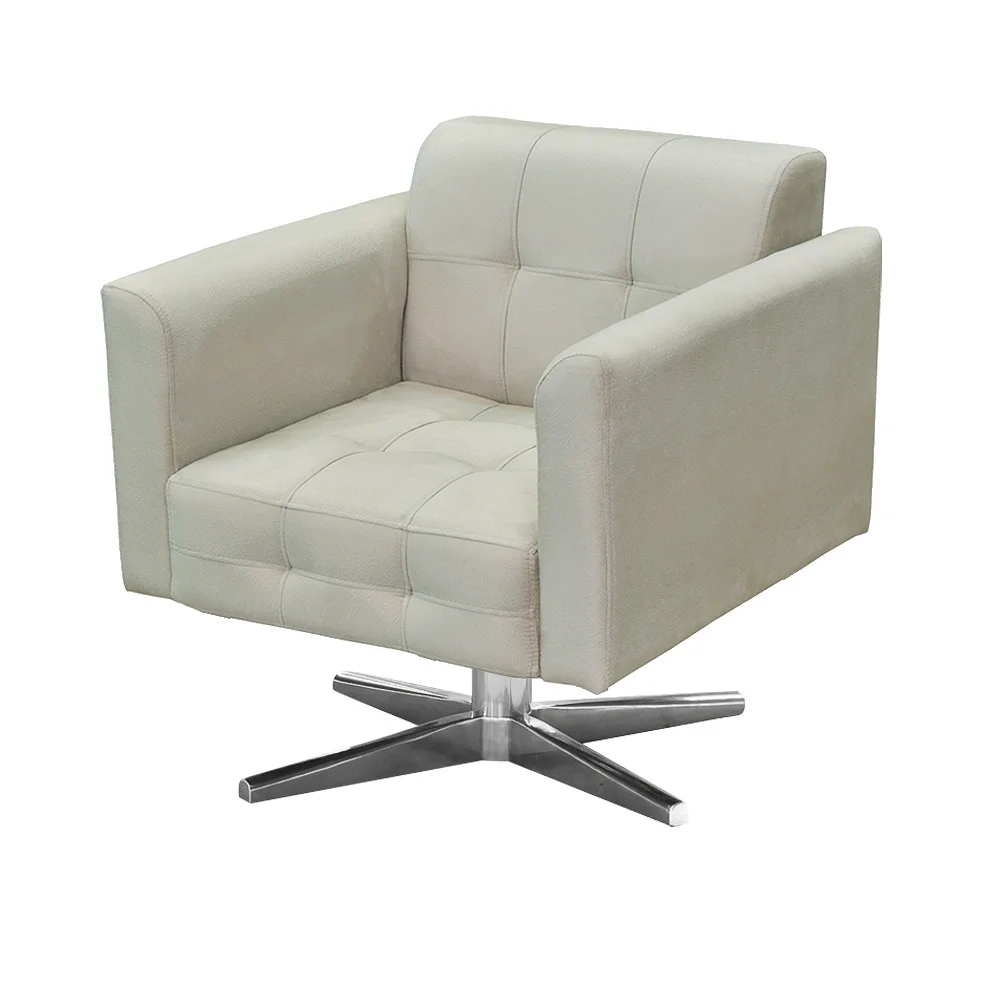 Kit 2 Poltronas Decorativas Base Cromada Giratória Ana Suede Bege - Ibiza