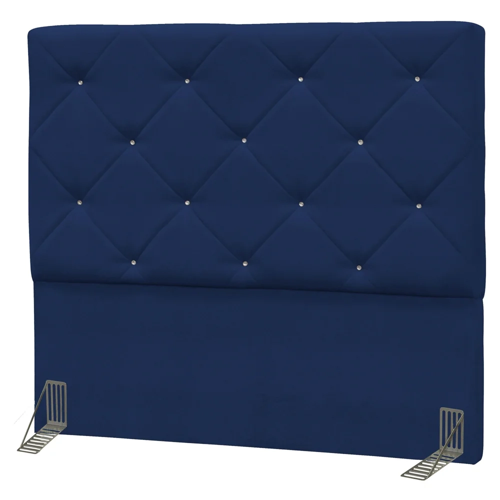 Cabeceira Casal Oásis 140cm Suede Liso Azul Marinho - D'Monegatto