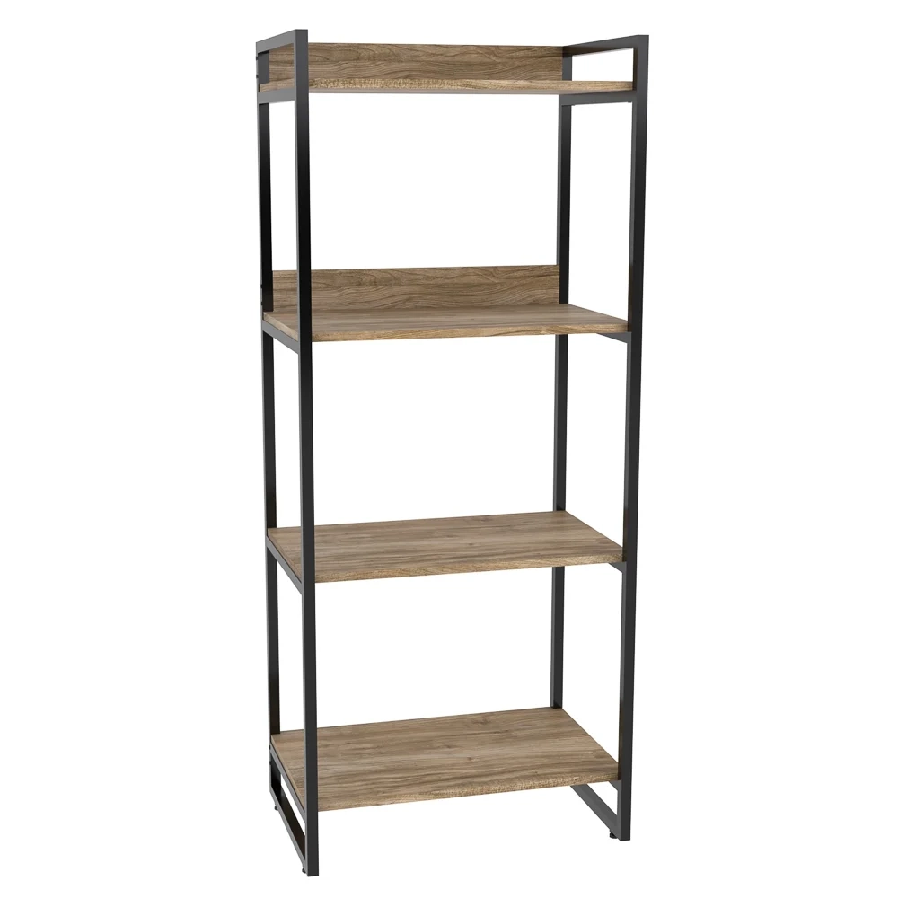 Kit 3 Estante Livreiro Prisma Estilo Industrial 60cm 4 Prateleiras C08 Carvalho - Mpozenato