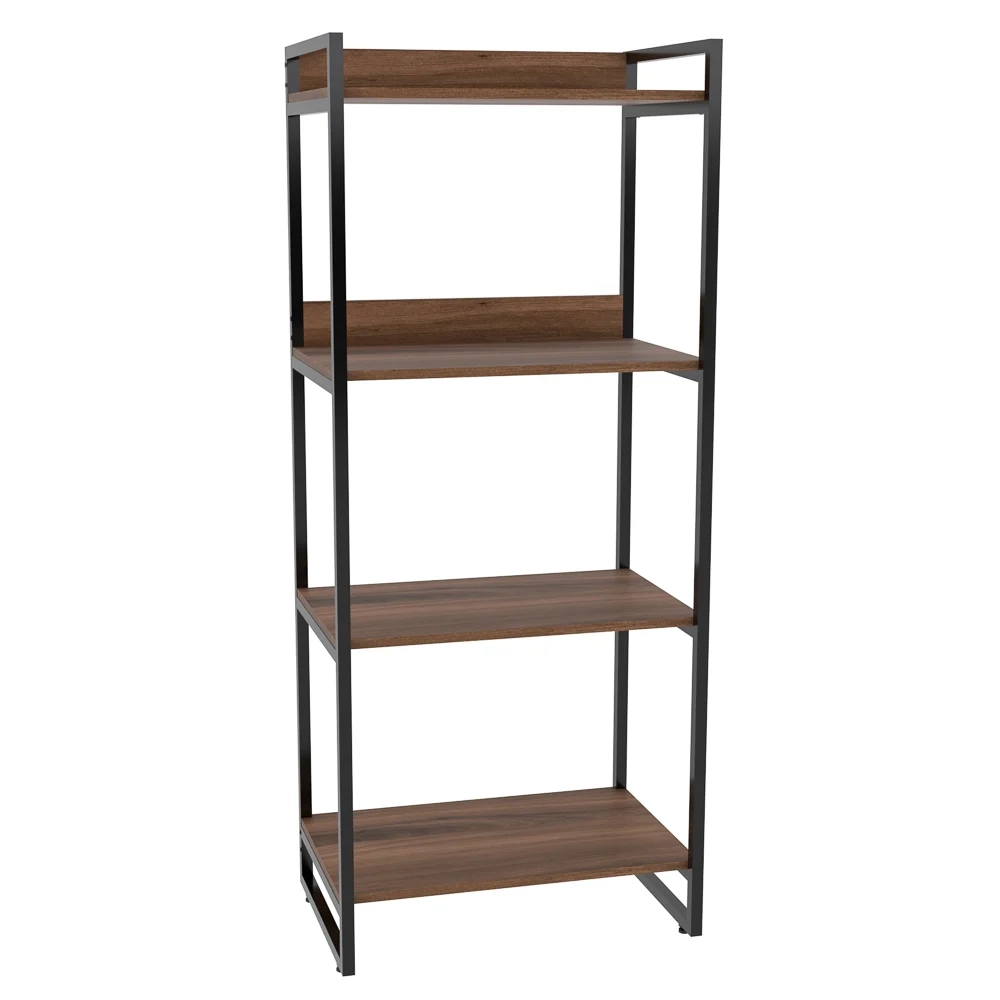 Kit 3 Estante Livreiro Prisma Estilo Industrial 60cm 4 Prateleiras C08 Nogal - Mpozenato