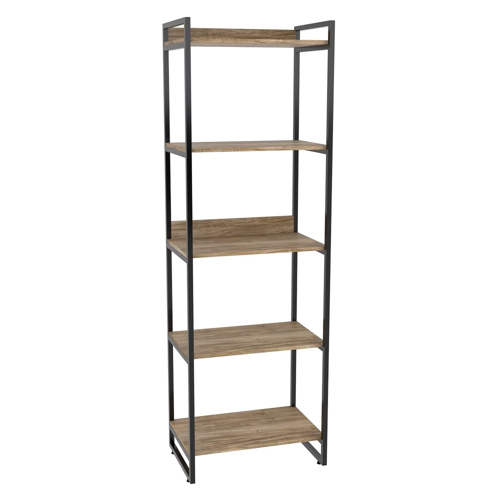 Kit 3 Estantes Livreiro Prisma Estilo Industrial 60cm 5 Prateleiras C08 Carvalho - Mpozenato