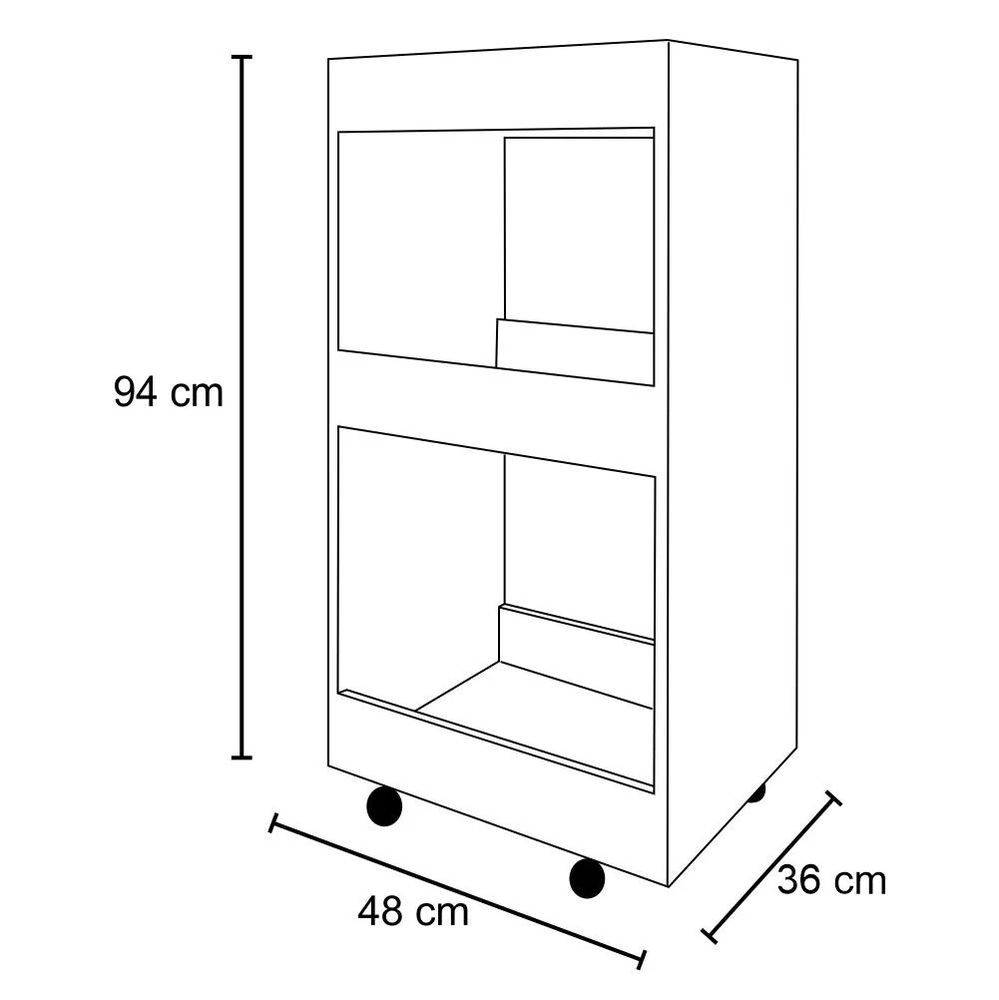 Armário Multiuso para Cozinha Seul com Rodízios L03 Branco - Mpozenato