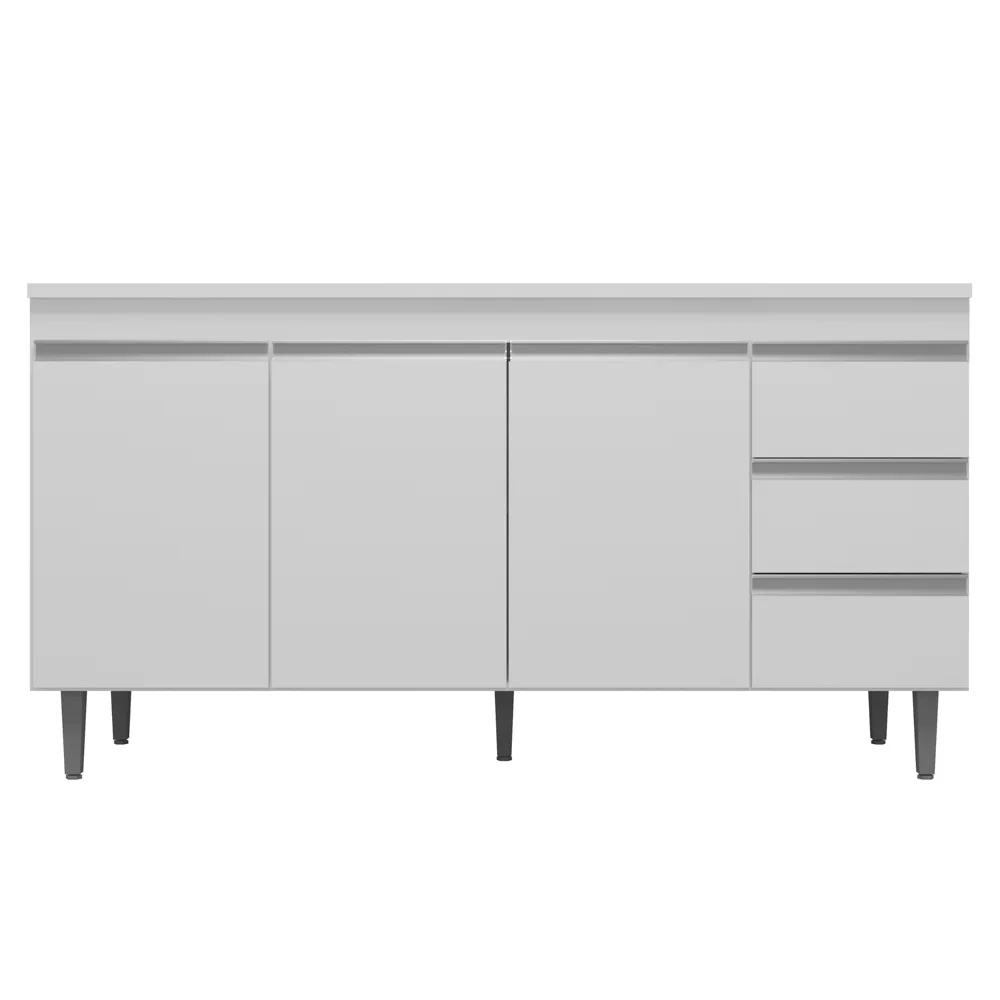 Cozinha Modulada 4 Peças Balcão com Tampo 160cm Andréia Branco - AJL Móveis