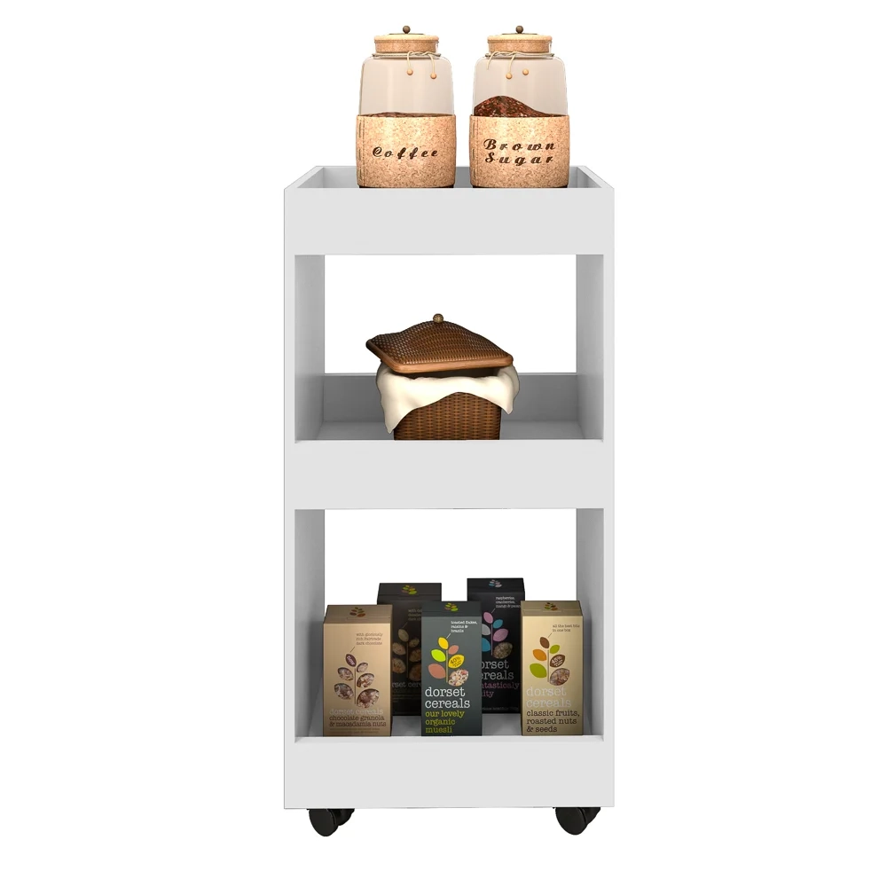 Kit 2 Armários Multiuso para Cozinha Seul com Rodízios L03 Branco - Mpozenato