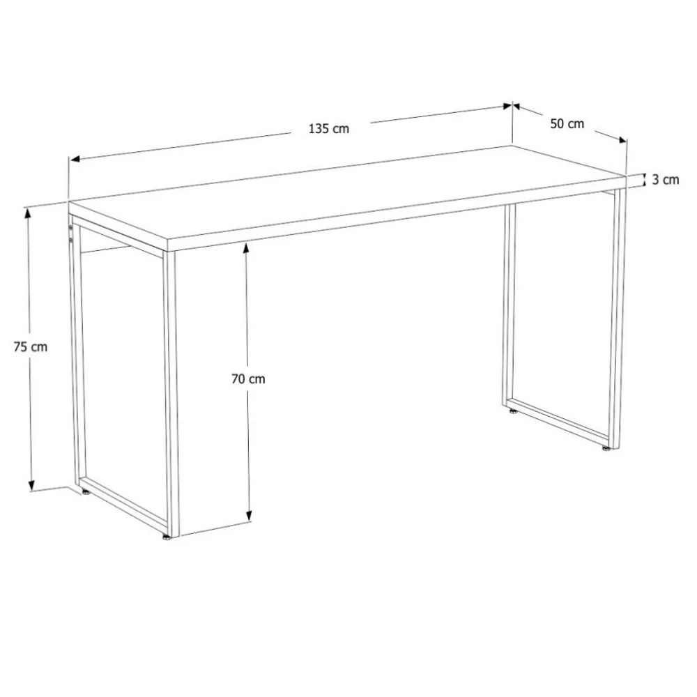 Kit 2 Mesas de Escritório Office 135cm Estilo Industrial Prisma C08 Carvalho - Mpozenato