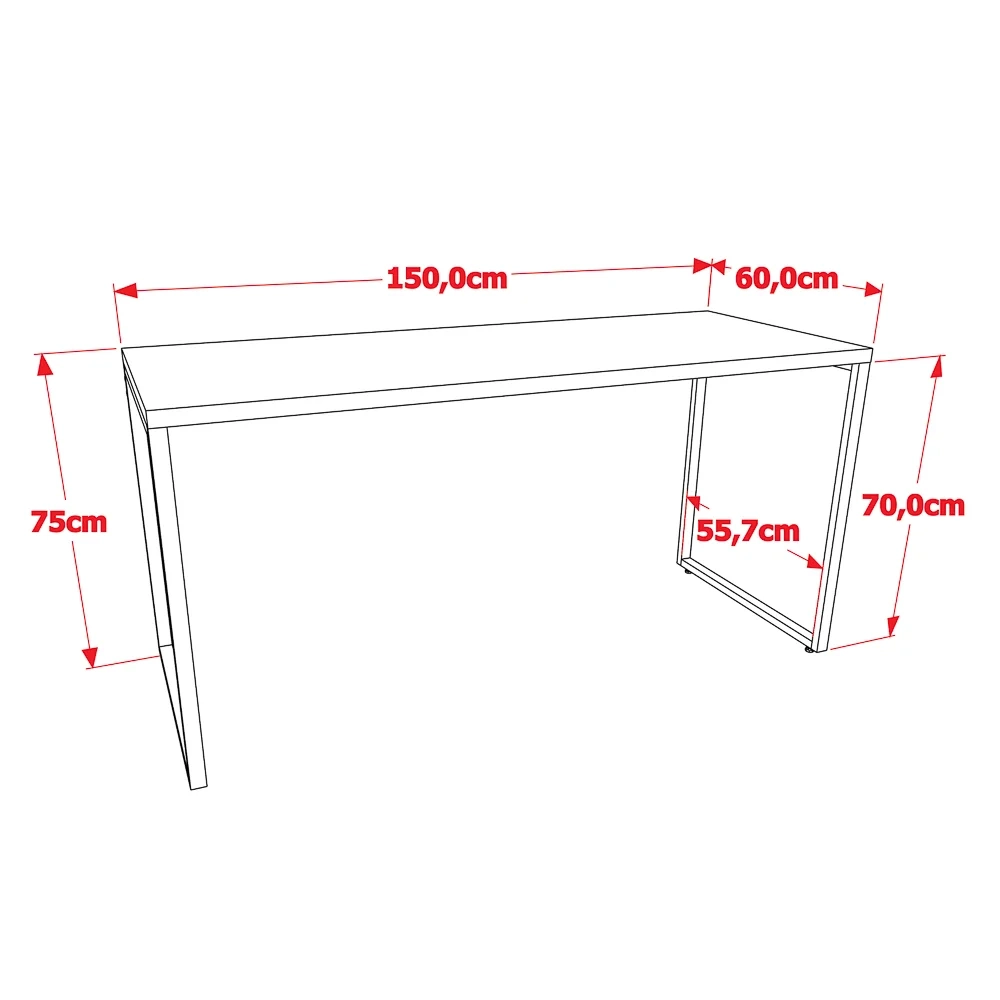 Kit 2 Mesas de Escritório Office 150cm Estilo Industrial Prisma C08 Nogal - Mpozenato
