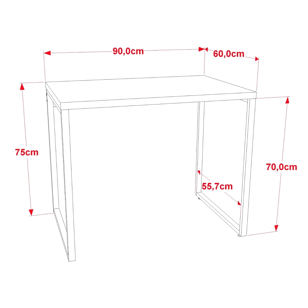 Conjunto Escritório Estilo Industrial Mesa 90cm e Estante 60cm 3 Prateleiras Prisma C08 Snow - Mpozenato