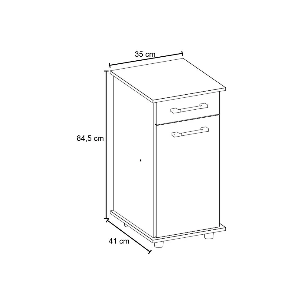 Balcão Multiuso Ísis Simples 1 Porta com Tampo Branco - Nicioli