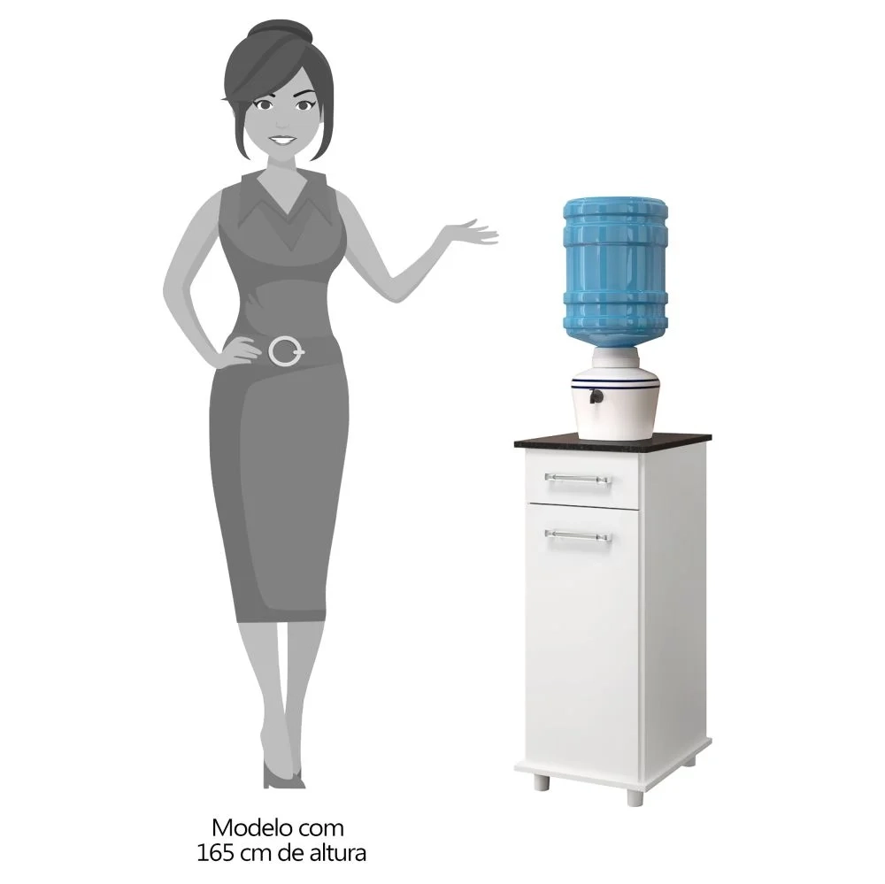 Balcão Multiuso Ísis Simples 1 Porta com Tampo Branco - Nicioli