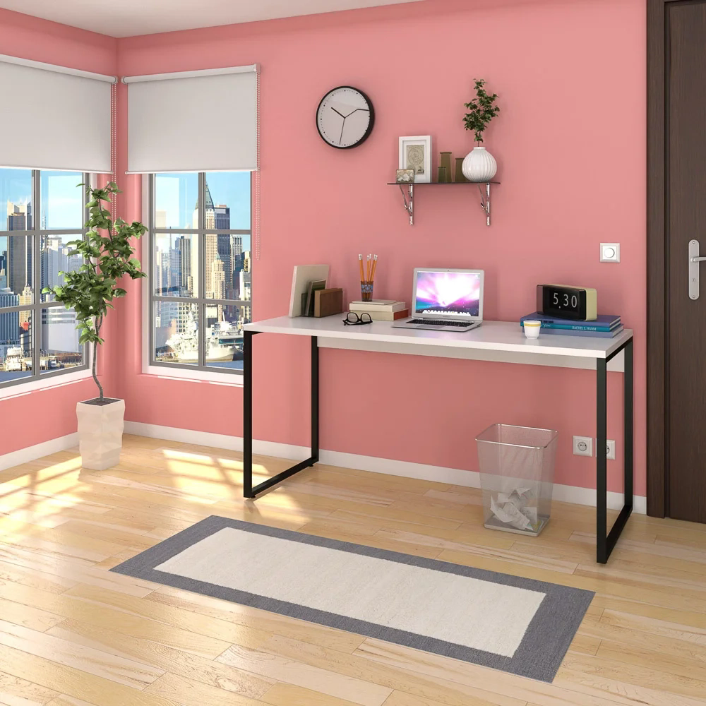 Escrivaninha Mesa de Escritório Studio Industrial 150 Z28 Branco - Mpozenato