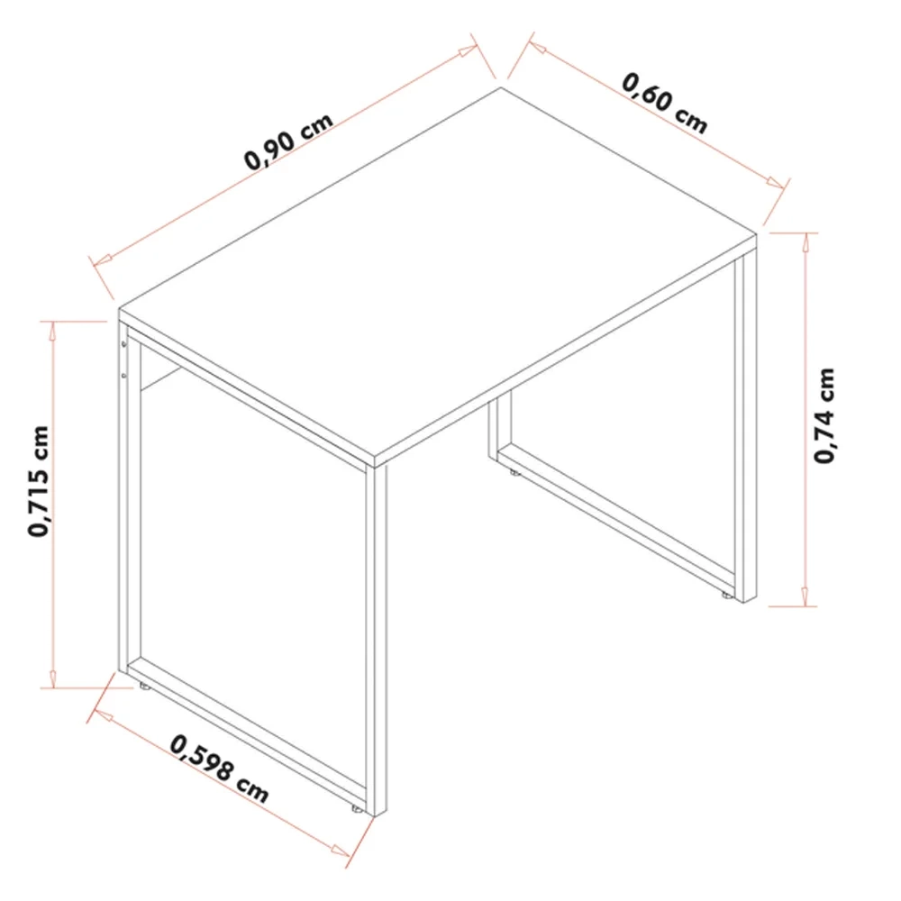 Escrivaninha Mesa de Escritório Studio Industrial 90 Z28 Branco - Mpozenato