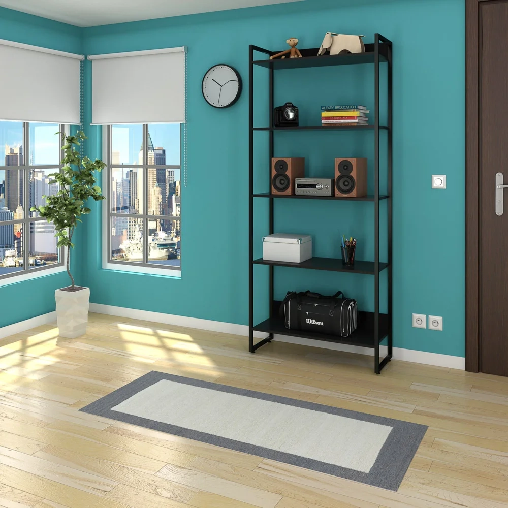 Kit 2 Estantes Livreiro Studio Industrial Z28 Preto - Mpozenato