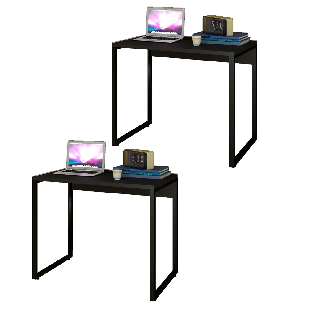 Kit 2 Escrivaninhas Mesas de Escritório Studio Industrial 90 Z28 Preto - Mpozenato