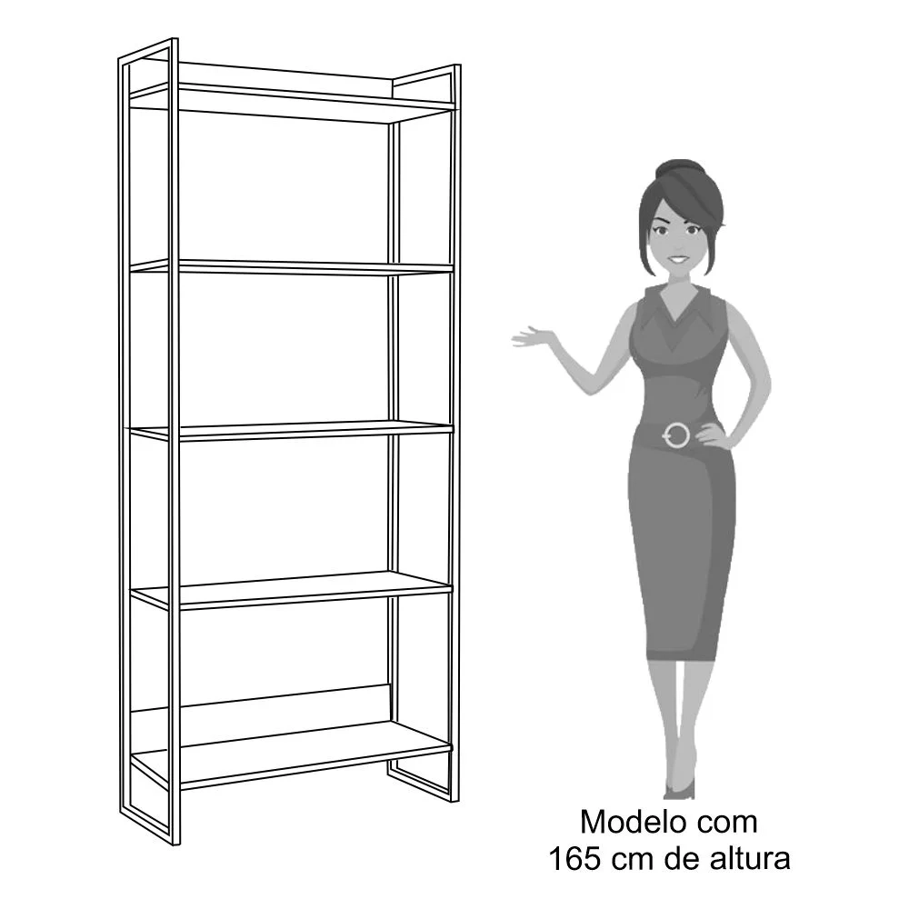 Conjunto Escritório 3 peças 1 Mesa em L e 2 Estantes Studio Industrial Z28 Preto - Mpozenato