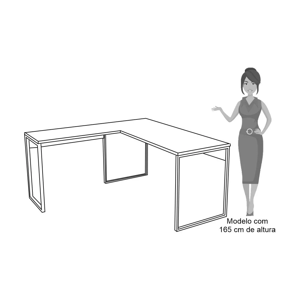 Mesa em L e Estante para Escritório Studio Industrial Z28 Branco - Mpozenato