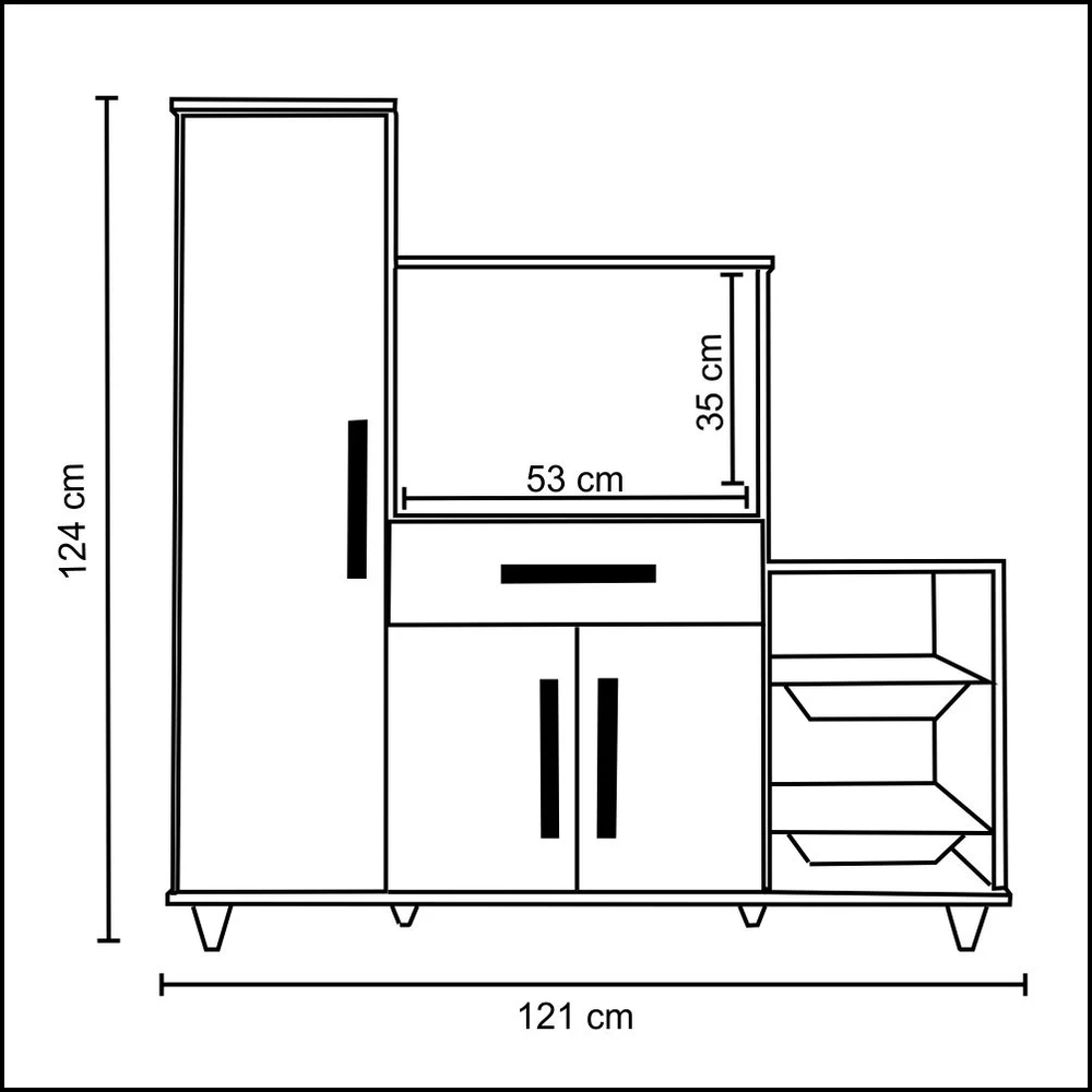 Armário de Cozinha Com Fruteira e Nicho Ibiza Branco/Preto - Lumil Móveis
