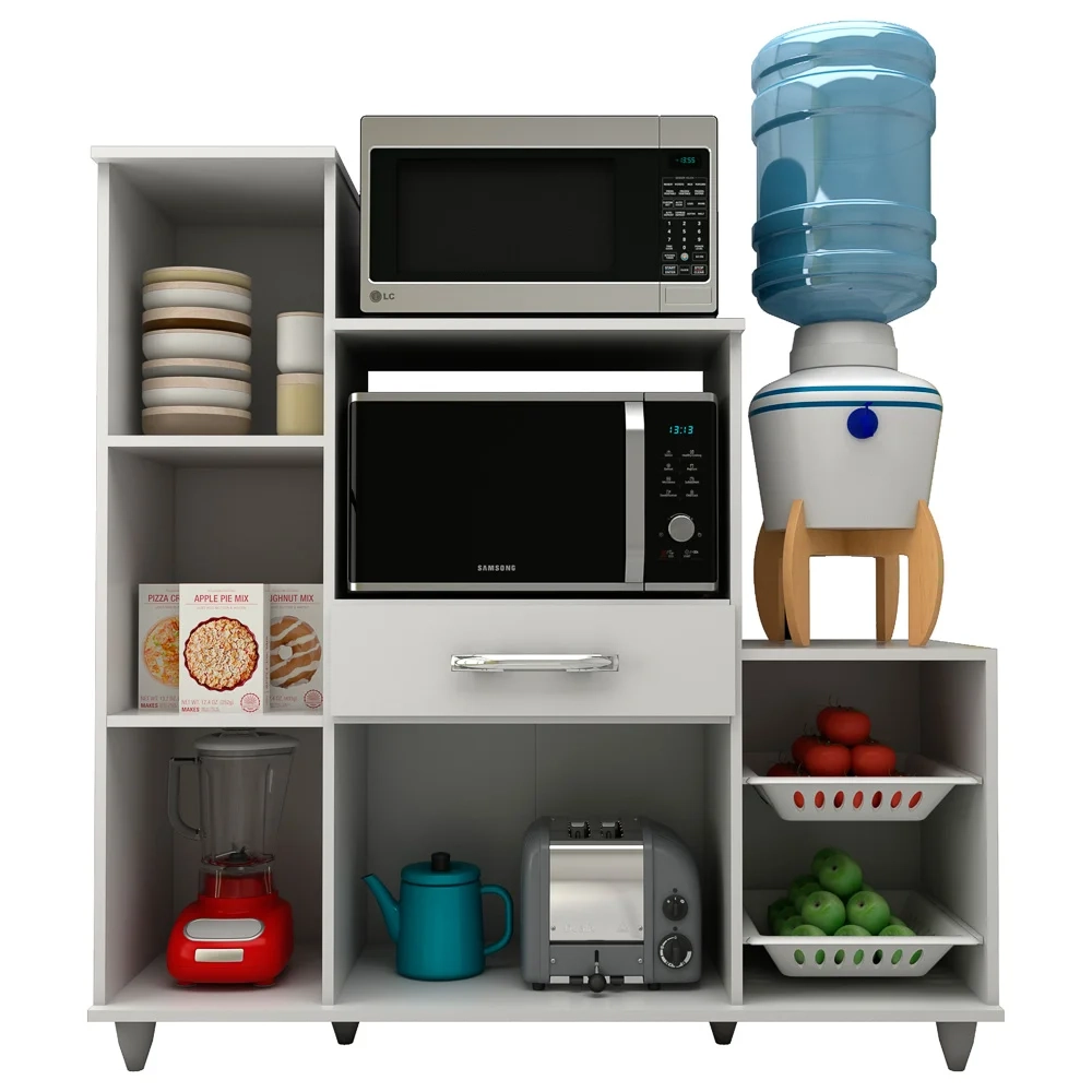 Armário de Cozinha Com Fruteira e Nicho Ibiza Branco/Preto - Lumil Móveis