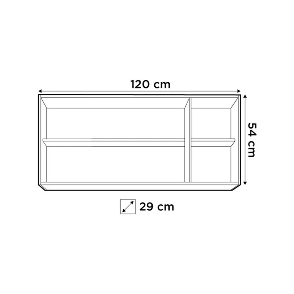 Armário Aéreo Honduras 03 Portas 120cm Branco/Preto - Lumil Móveis