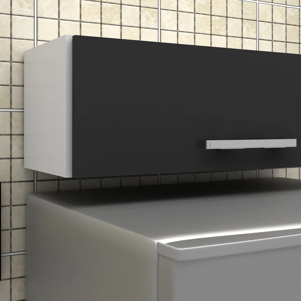 Armário Aéreo Geladeira Veneza 70cm 1 Porta Branco/Preto - Lumil Móveis