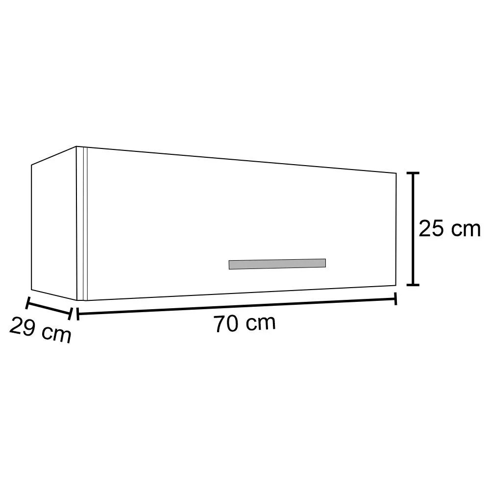 Armário Aéreo Geladeira Veneza 70cm 1 Porta Branco/Preto - Lumil Móveis