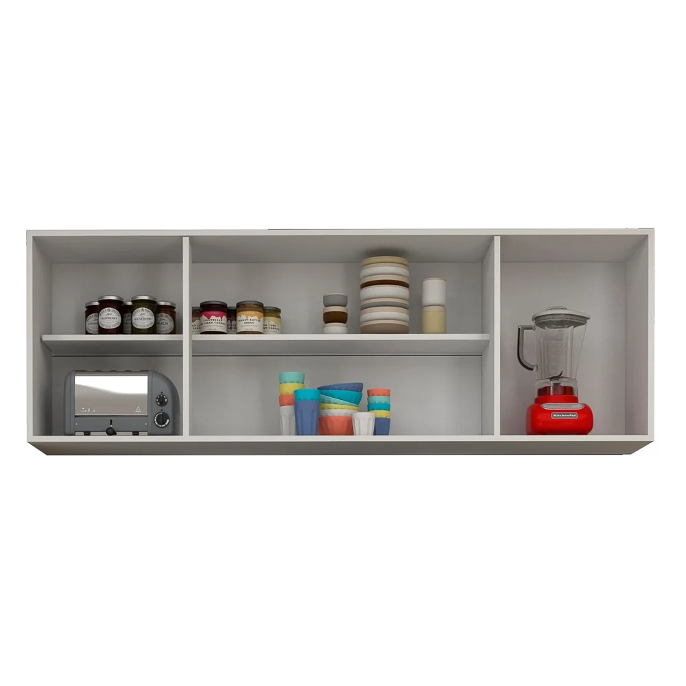 Armário Aéreo Panamá 04 Portas 160cm Branco/Preto - Lumil Móveis