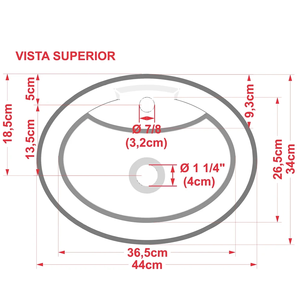 Cuba Pia de Apoio para Banheiro Oval Ox 43 C08 Branco - Mpozenato