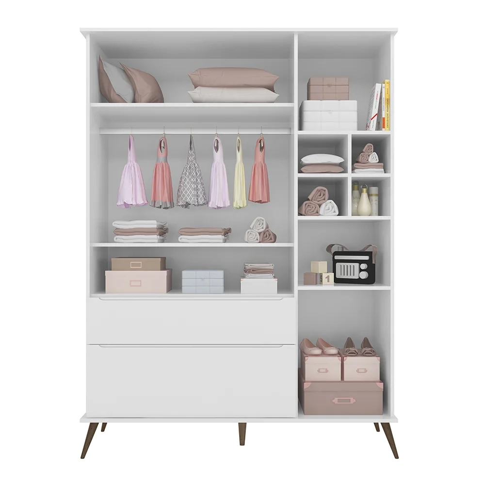 Guarda Roupa Infantil 100% MDF 3 Portas Pés Retrô Mel Z39 Branco - Mpozenato
