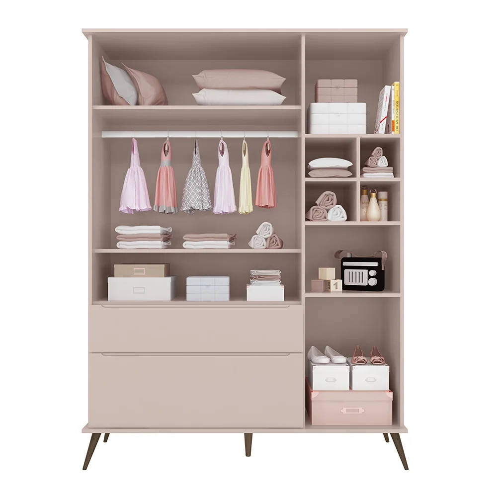 Guarda Roupa Infantil 100% MDF Pés Retrô Mel Z39 Rosê - Mpozenato