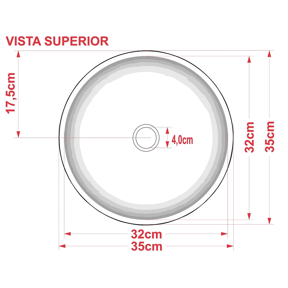 Cuba Pia de Apoio para Banheiro Redonda Bowl 35 C08 Branco - Mpozenato