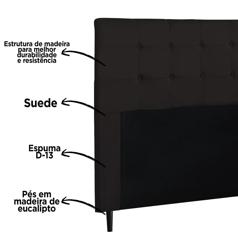 Cabeceira Cama Box Casal King 193cm Luna Suede Marrom Z51 - Mpozenato