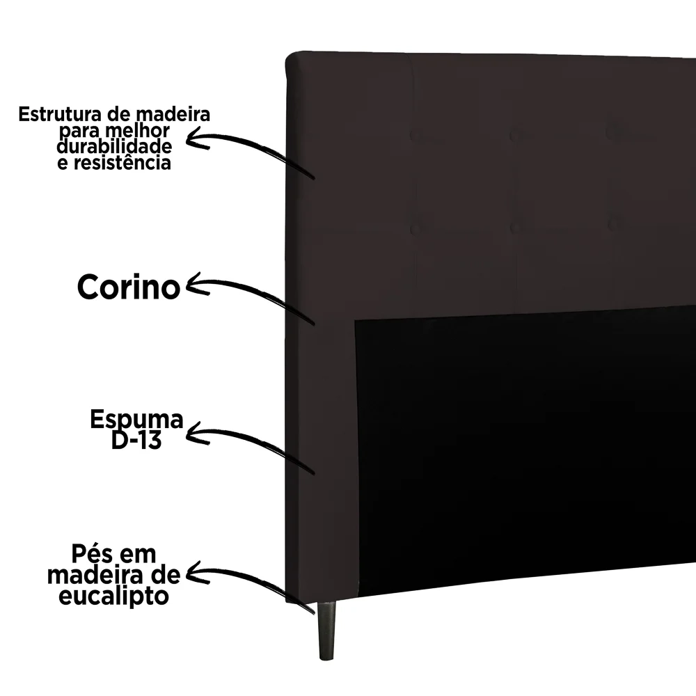 Cabeceira Cama Box Casal Queen 160cm Luna I02 Sintético Marrom - Mpozenato